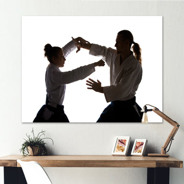 Woman Martial Arts Fight Training Studio - Martial Arts Canvas Wall Art